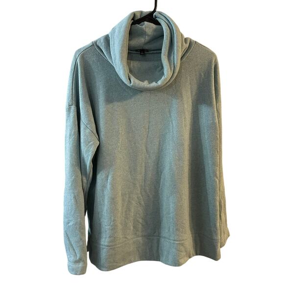 Featherweight Fleece Cowl-Neck Pullover Sea-Moss Color Size Large - Picture 1 of 6